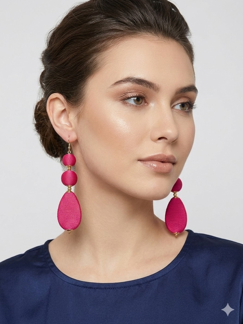 Statement Fuchsia Drop Bead Earrings - Women Jewelry